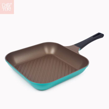 Square Grillpan is a Heavy duty die cast aluminum non-stick cookware. It comes with a strong solid plastic handle. You can buy Wholesale from us.